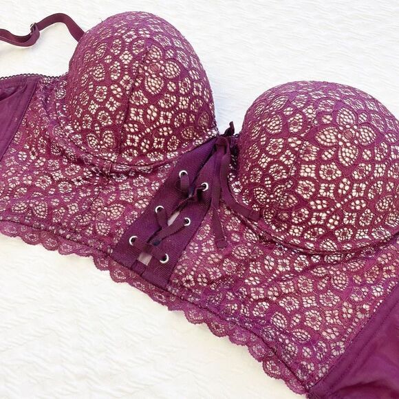 BUY 1 GET 1 FREE Victoria’s Secret Corset bra padded demi lace up balconette 34d - Picture 3 of 8